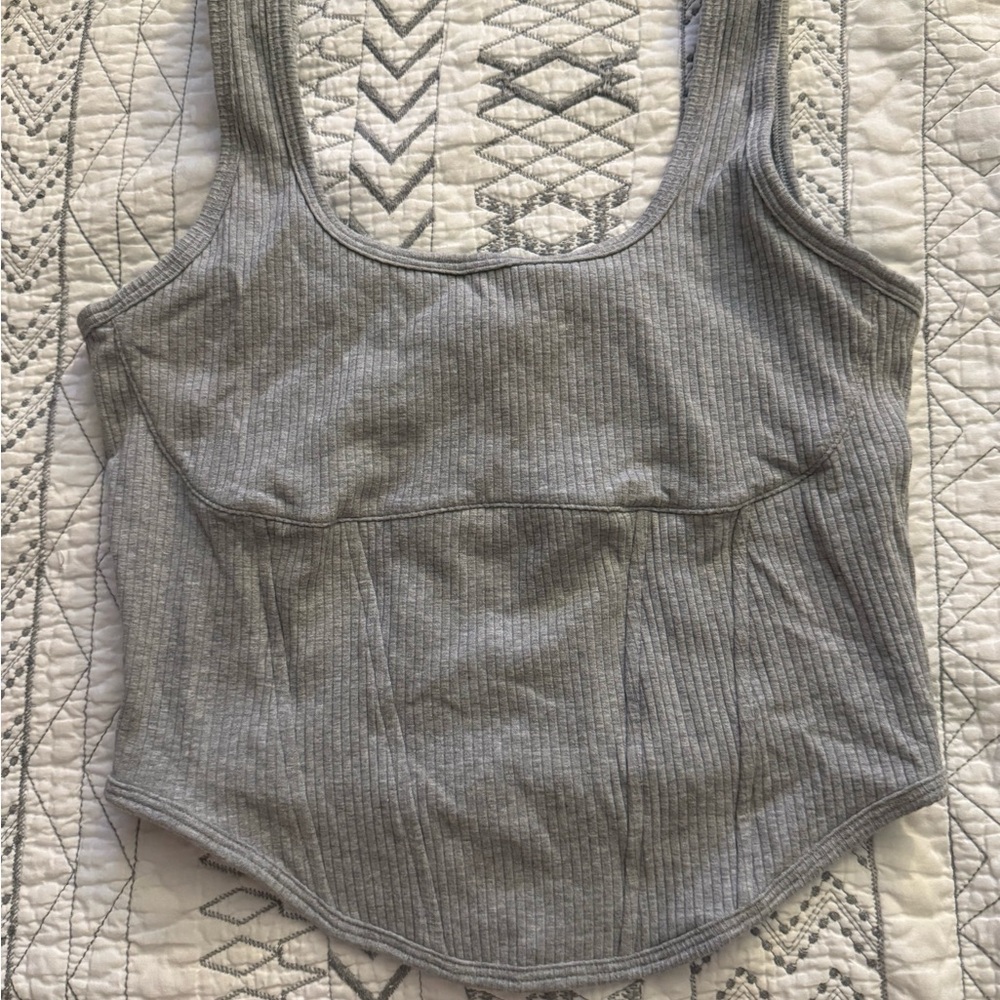 PINK Victoria's Secret Gray Ribbed Tank Top